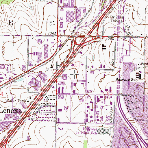 Topographic Map of Lenexa Village Square, KS