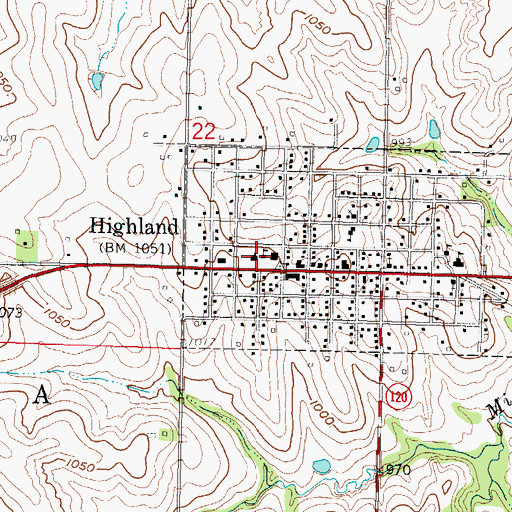 Topographic Map of Highland Community College Irvin Hall, KS
