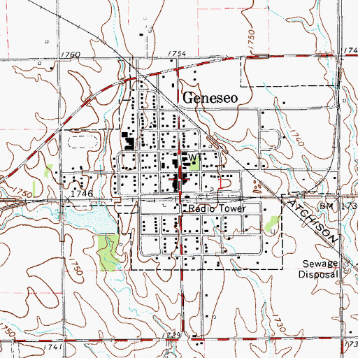 Topographic Map of Geneseo Senior Center, KS