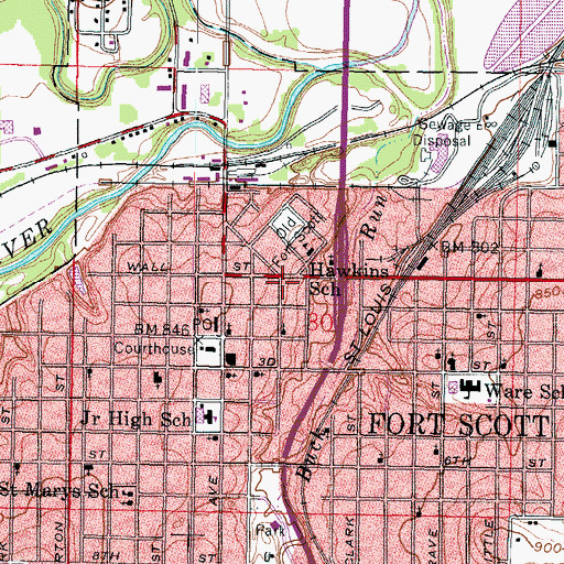 Topographic Map of Fort Scott Area Chamber of Commerce, KS