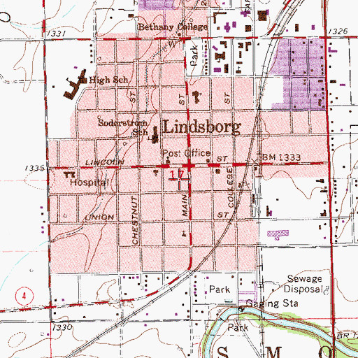 Topographic Map of Lindsborg Senior Center, KS