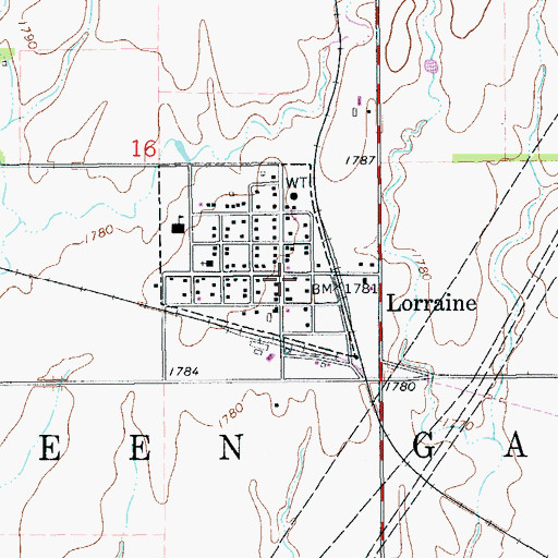 Topographic Map of Lorraine City Hall, KS