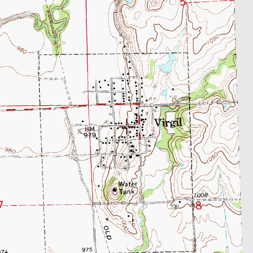 Topographic Map of Virgil City Hall, KS