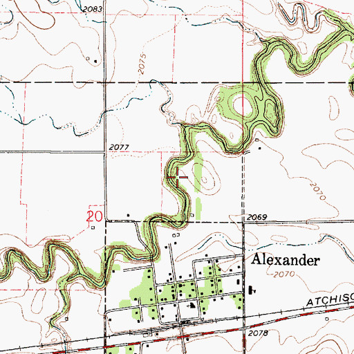 Topographic Map of Alexander Wastewater Treatment Facility, KS