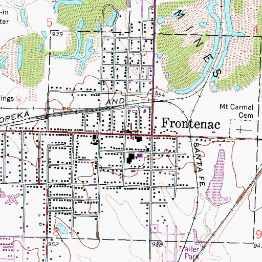 Topographic Map of Frontenac City Hall, KS