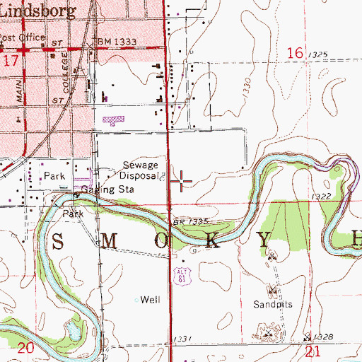 Topographic Map of Lindsborg Wastewater Plant, KS