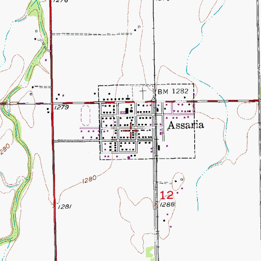 Topographic Map of Assaria Post Office, KS
