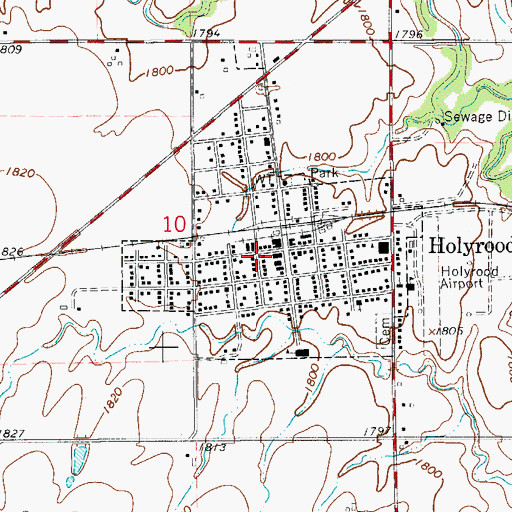 Topographic Map of Holyrood Post Office, KS