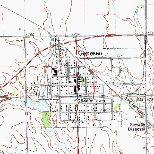 Topographic Map of Geneseo City Hall, KS
