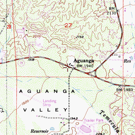 Topographic Map of Aguanga, CA