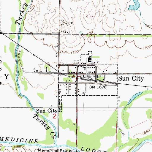Topographic Map of Sun City Volunteer Fire Department, KS