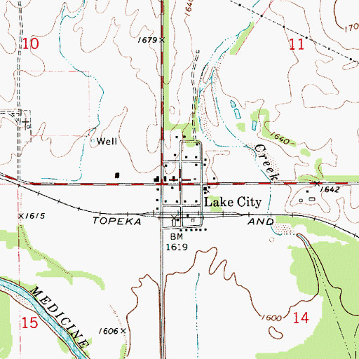 Topographic Map of Lake City Volunteer Fire Department, KS