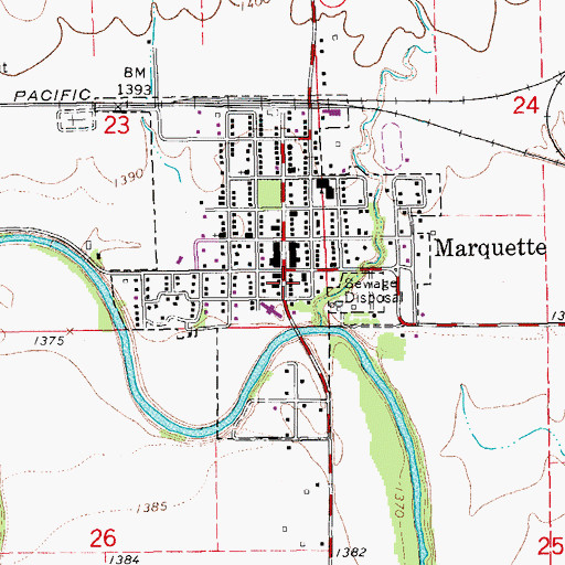Topographic Map of Marquette Emergency Medical Services, KS