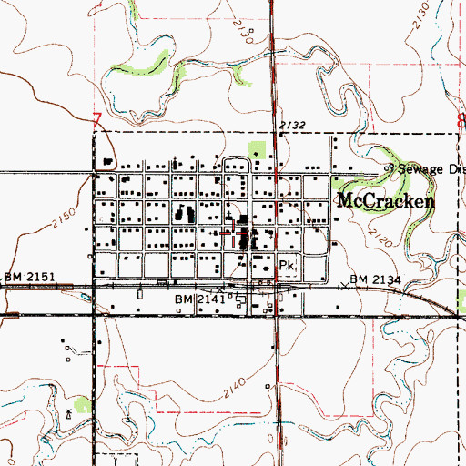 Topographic Map of Rush County Ambulance District 1, KS