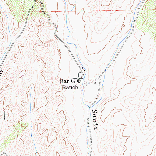 Topographic Map of Bar G O Ranch, CA