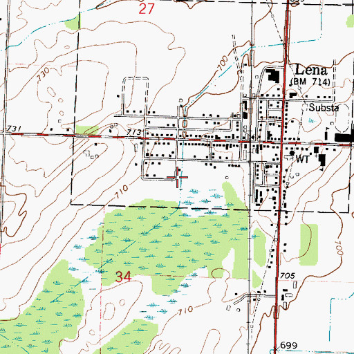 Topographic Map of Lena Volunteer Fire Department, WI