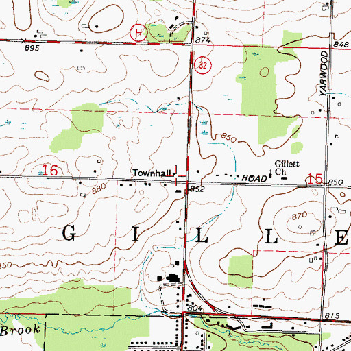 Topographic Map of Gillett Township Volunteer Fire Department, WI