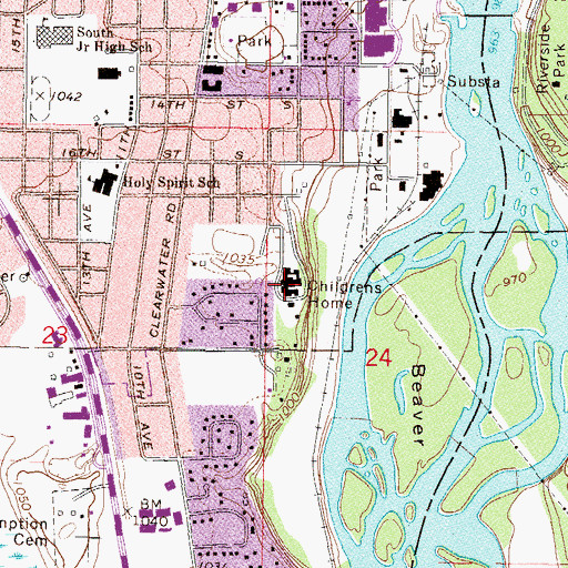 Topographic Map of Saint Cloud Childrens Home, MN