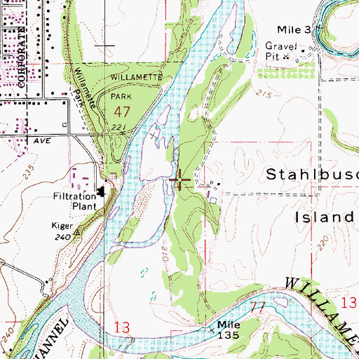 Topographic Map of Stahlbush Island Farms, OR