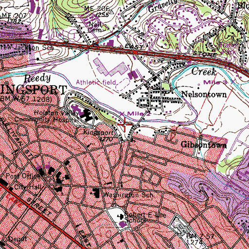 Topographic Map of HealthSouth Rehabilitation Hospital of Kingsport, TN