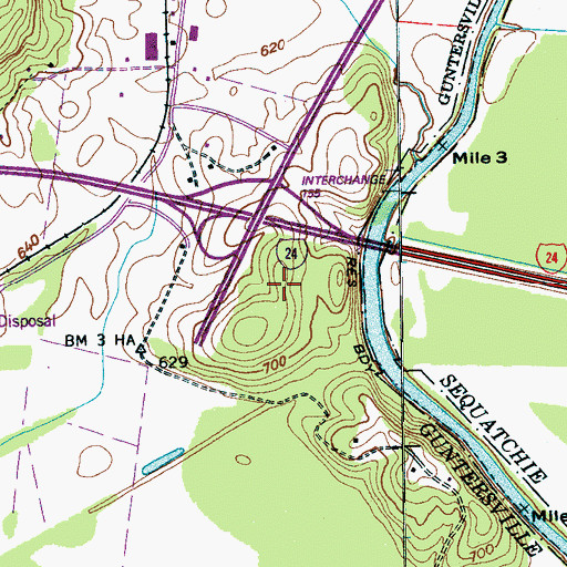 Topographic Map of Grandview Medical Center, TN