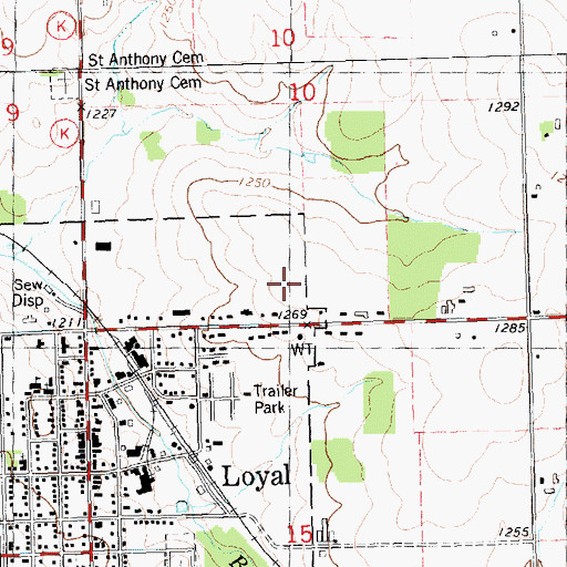Topographic Map of Loyal Fire Department and Ambulance Service, WI