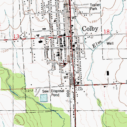 Topographic Map of Colby Volunteer Fire Department, WI