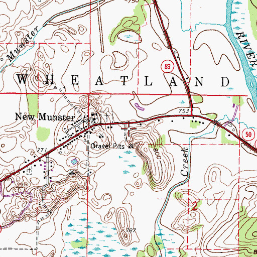 Topographic Map of Wheatland Volunteer Fire Department, WI
