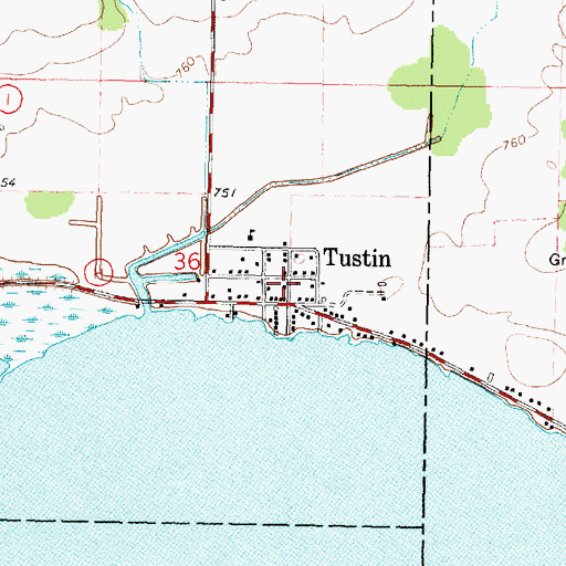 Topographic Map of Tustin Volunteer Fire Department, WI
