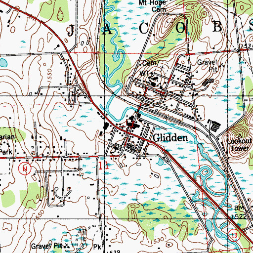 Topographic Map of Glidden Area Ambulance Service, WI