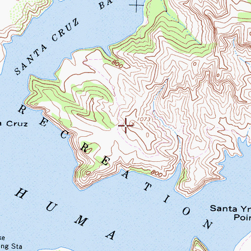 Topographic Map of Lake Cachuma Recreation Area, CA