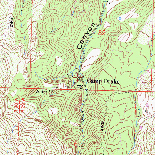 Topographic Map of Camp Drake, CA