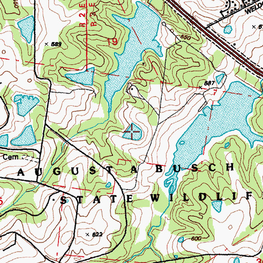 Topographic Map of August A Busch Lake Number 24, MO