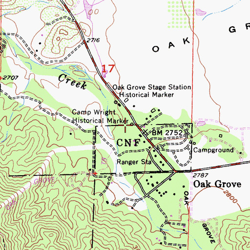 Topographic Map of Camp Wright Historical Marker, CA