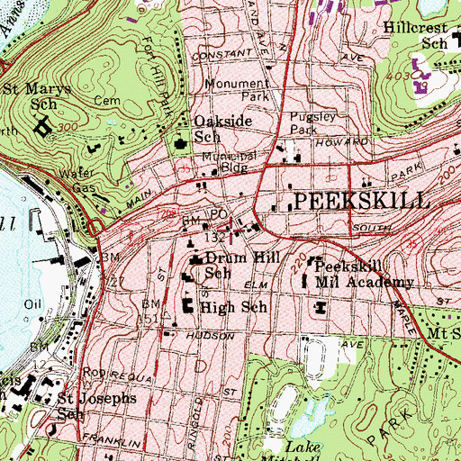 Topographic Map of Wesley Hall, NY