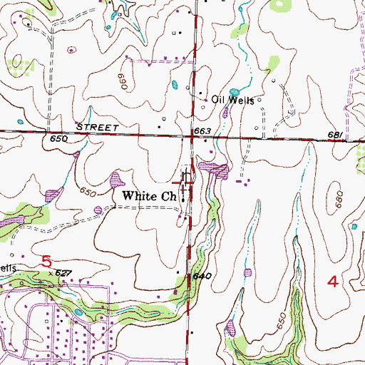 Topographic Map of White Church Cemetery, OK
