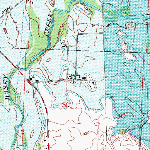 Topographic Map of Benchrock Farms, OH