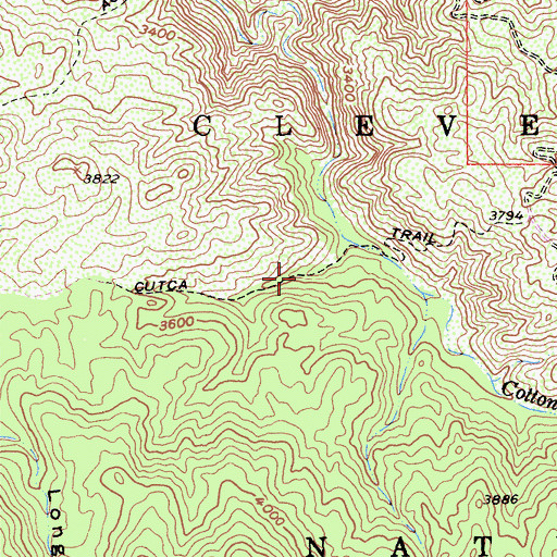 Topographic Map of Cutca Trail, CA