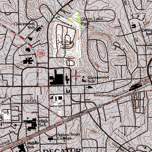 Topographic Map of Ponce De Leon Court Historic District, GA