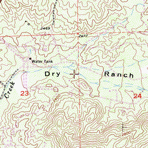 Topographic Map of Dry Ranch, CA