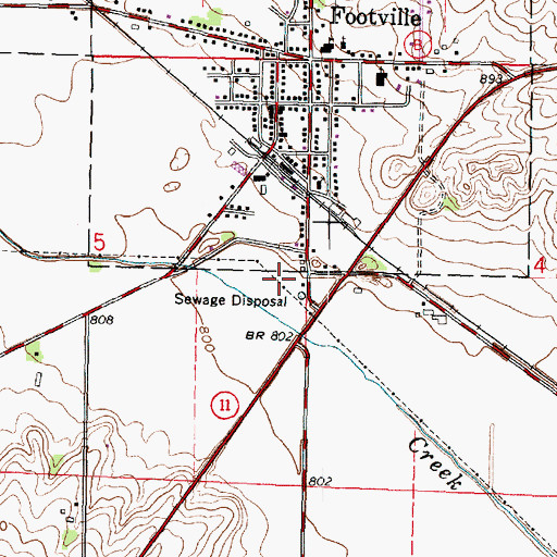 Topographic Map of Footville Wastewater Treatment Facility, WI