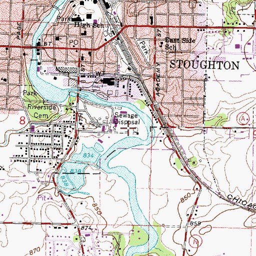 Topographic Map of Stoughton Wastewater Treatment Plant, WI