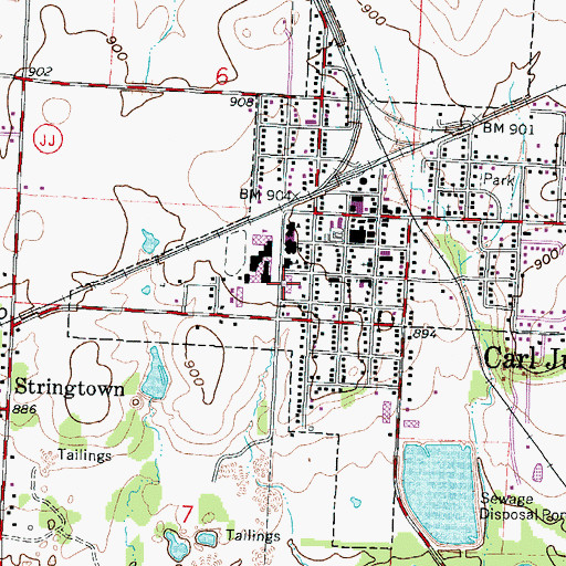 Topographic Map of Carl Junction Primary K - 1 School, MO