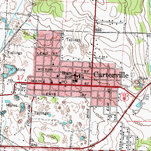 Topographic Map of Carterville Elementary School, MO