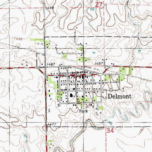 Topographic Map of Delmont Post Office, SD