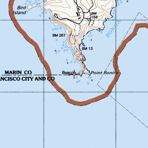 Topographic Map of Point Bonita Arch, CA