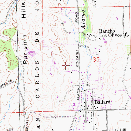 Topographic Map of Hallauer Ranch, CA