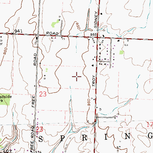 Topographic Map of Ely Farms, OH