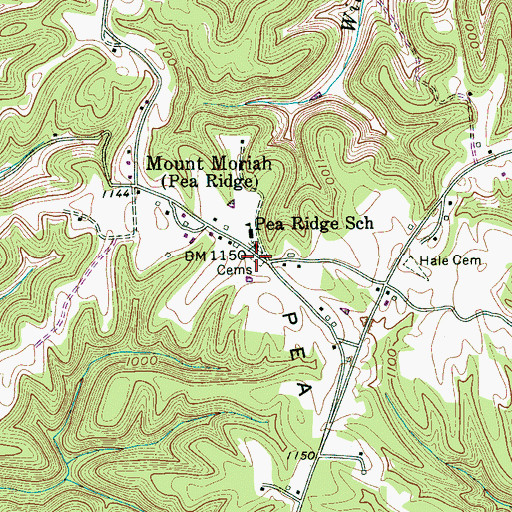 Topographic Map of Mount Moriah Baptist Church Cemetery, TN