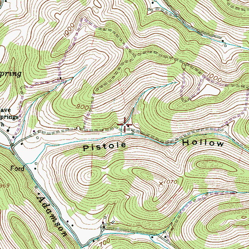 Topographic Map of Mathis Cemetery, TN